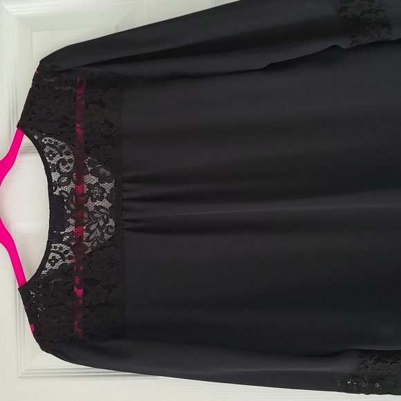 APT 9 Black Lace Balloon Sleve Size M Work Dress Blouse Shirt - Picture 5 of 6